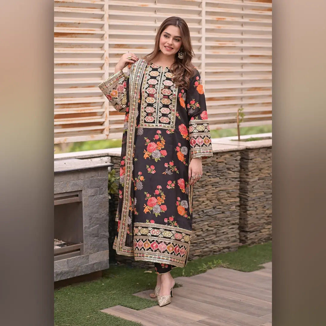 Ethereal Bloom ❄️ | Dhanak Digital Print Perfection ✨