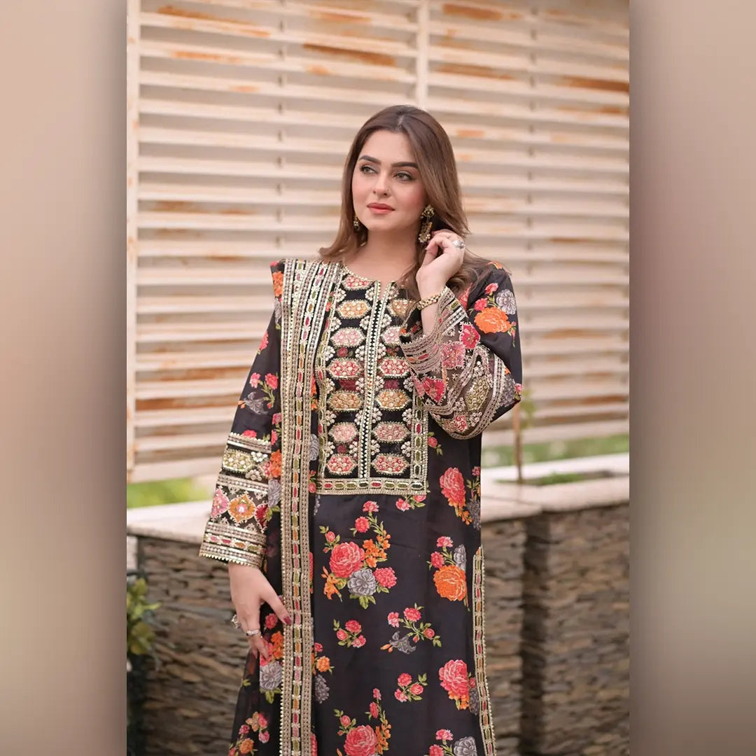 Ethereal Bloom ❄️ | Dhanak Digital Print Perfection ✨