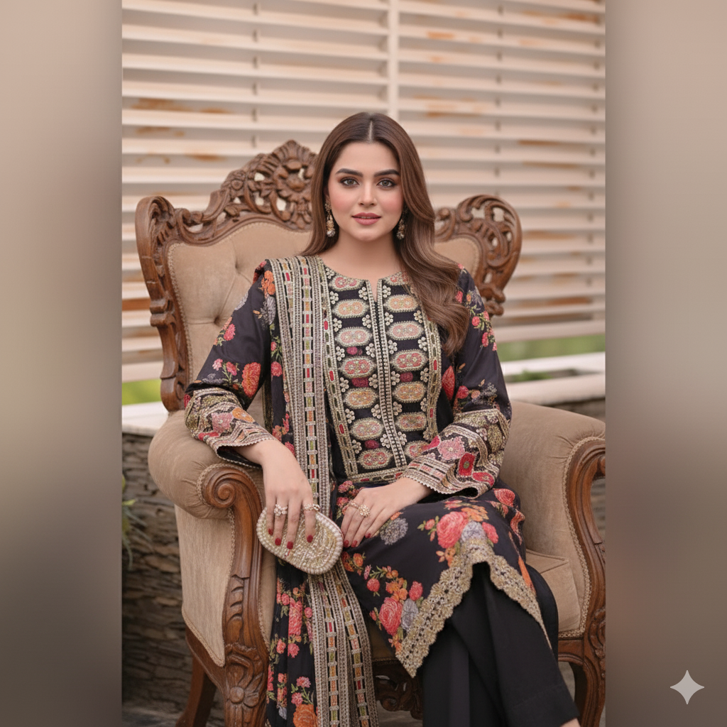 Ethereal Bloom ❄️ | Dhanak Digital Print Perfection ✨