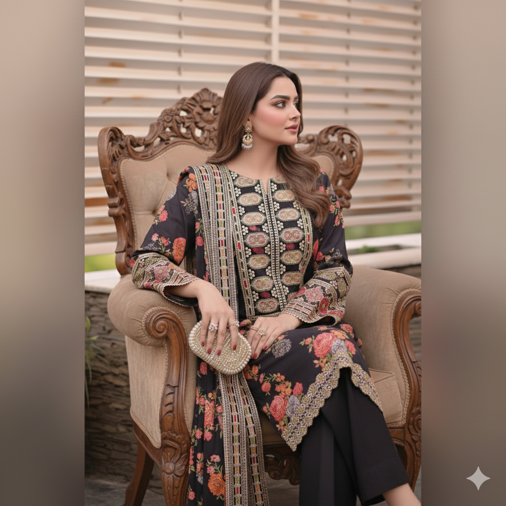 Ethereal Bloom ❄️ | Dhanak Digital Print Perfection ✨